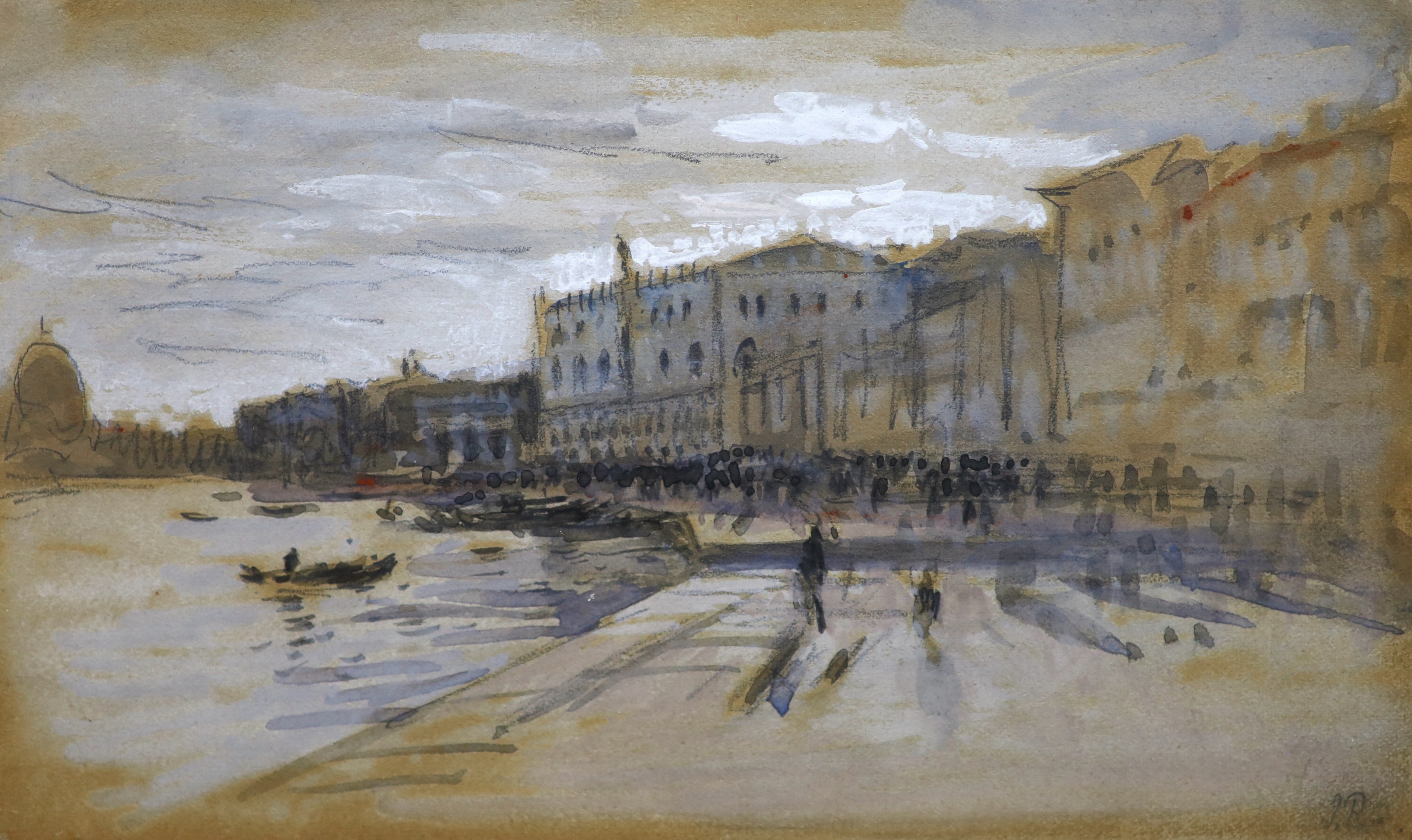 John Ruskin (British, 1819-1900), Ducal Palace, Venice, watercolour, 11.5 x 19.5cm